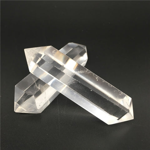 Natural Rock White Clear Quartz Crystal Double Terminated Wand Points
