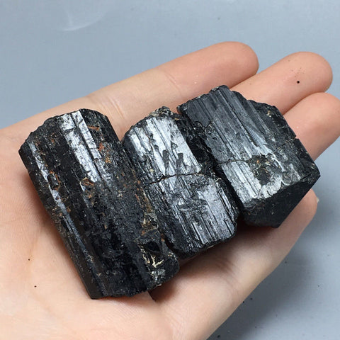 3pcs Raw Black Tourmaline Mineral Specimen Chakra Crystal Metaphysical
