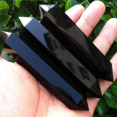 100% Natural Obsidian Crystal Column Treatment Double-ended Quartz Stone