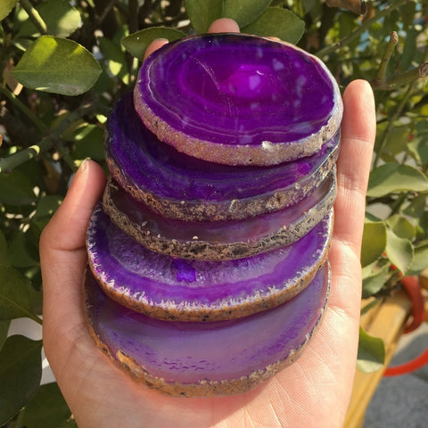 purple crystal  AGATE SLAB Geode Slice Crystal Mineral Coaster